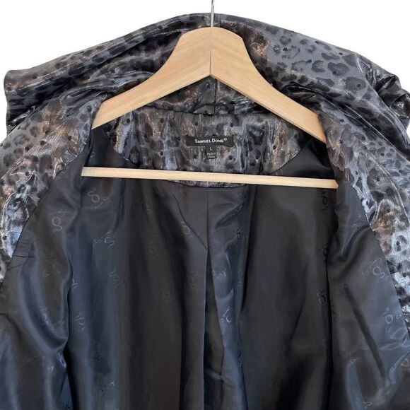 Samuel Dong Metallic Animal Print Long Line Coat - Picture 7 of 12